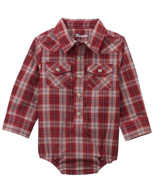 Wrangler - Baby Red Western Snap Bodysuit