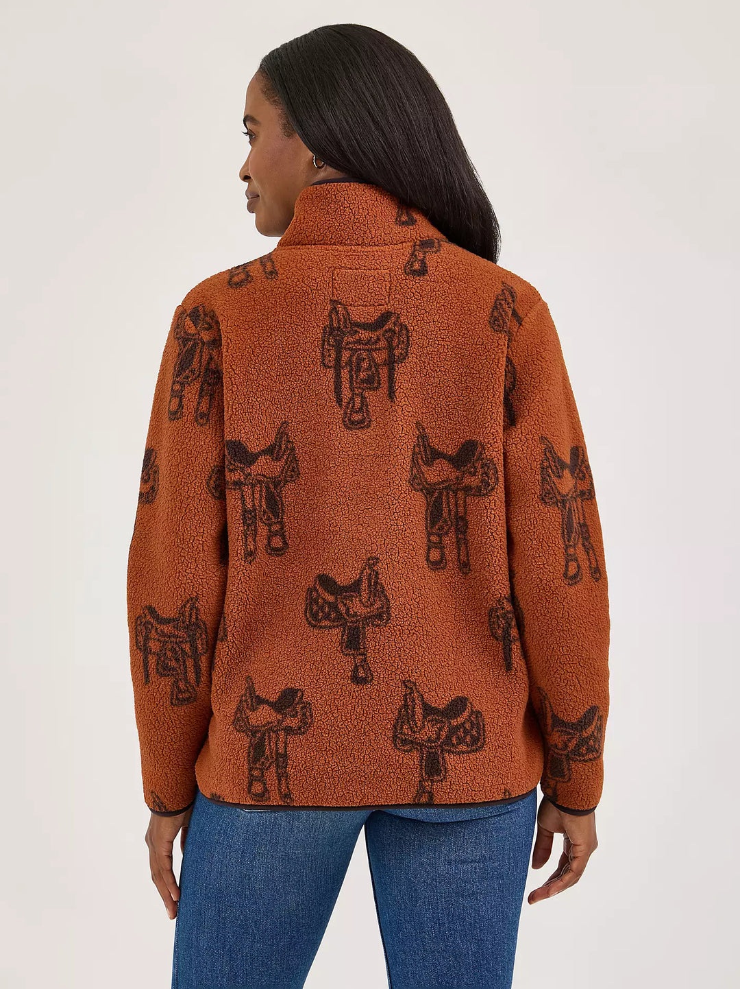 Wrangler - Womens Brown Quarter Zip Sherpa Pullover