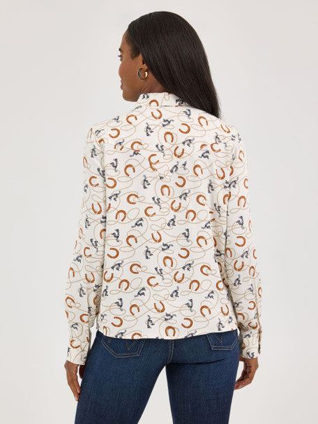 Wrangler - Womens White Neck Tie Blouse