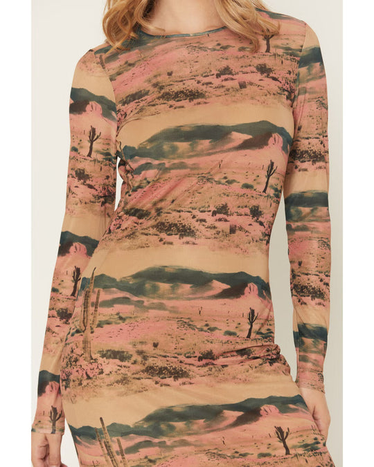Wrangler - Womens Landscape Long Sleeve Maxi Dress