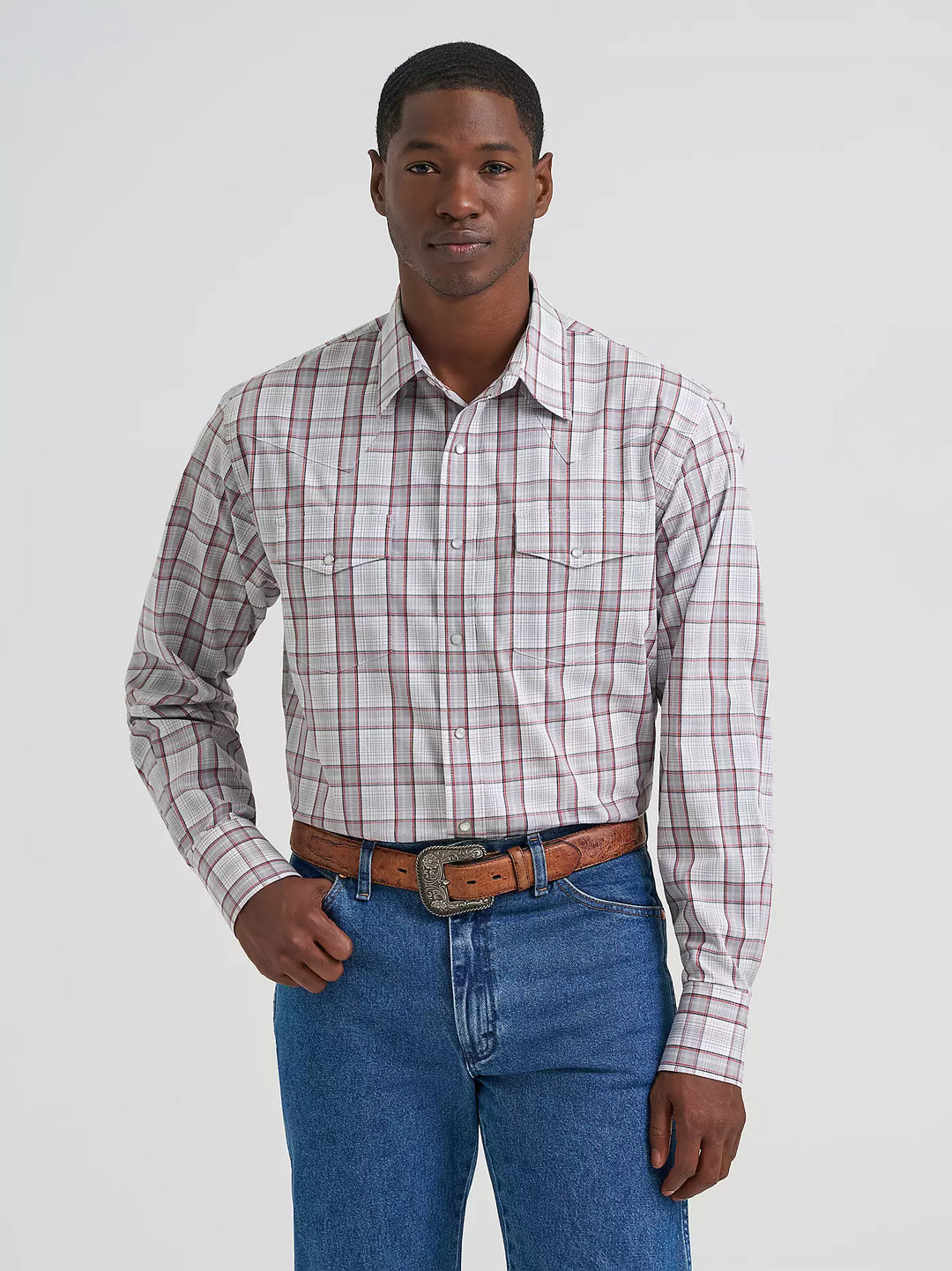 Wrangler - Men's Wrinkle Resistant Pewter Arena Shirt