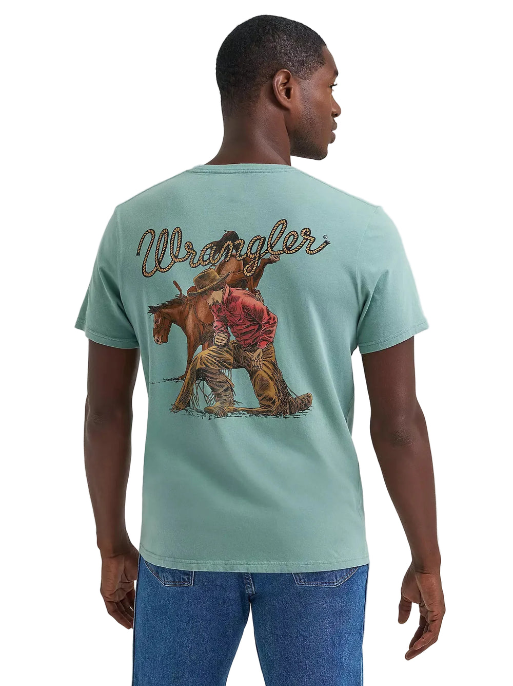 Wrangler - Teal Praying Cowboy Tee