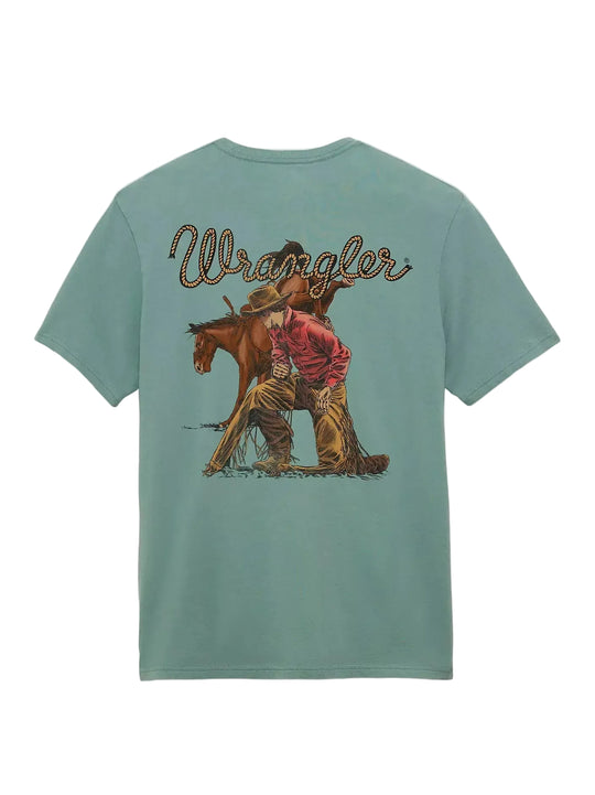 Wrangler - Teal Praying Cowboy Tee