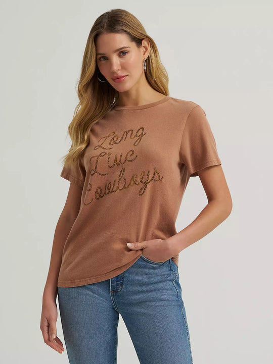 Wrangler - Womens Rust Long Live Cowboys Tee