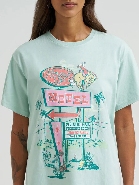 Wrangler - Womens Mint Retro Round Up Tee