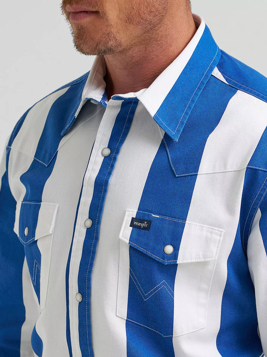 Wrangler - Mens Blue Brushpopper Snap Arena Shirt