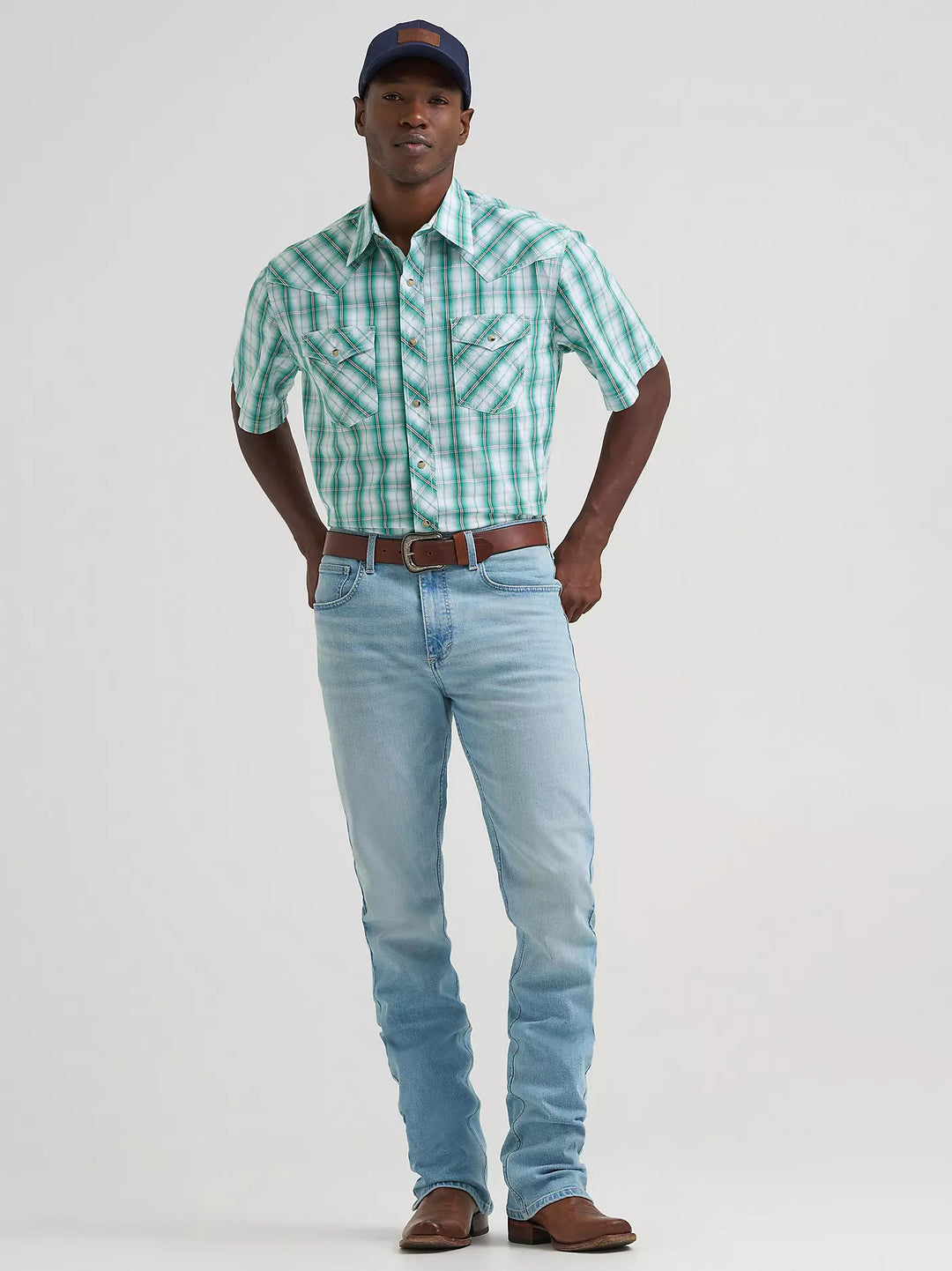 Wrangler - Men's 20X Comfort Teal Plaid S/S Arena Shirt