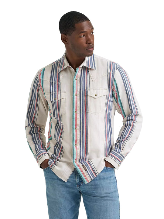 Wrangler - Men's Vintage Cream Stripe Arena Shirt