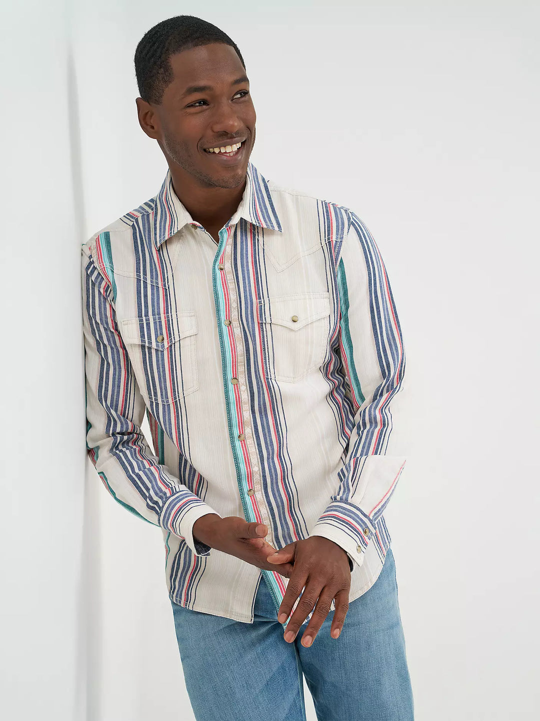 Wrangler - Men's Vintage Cream Stripe Arena Shirt