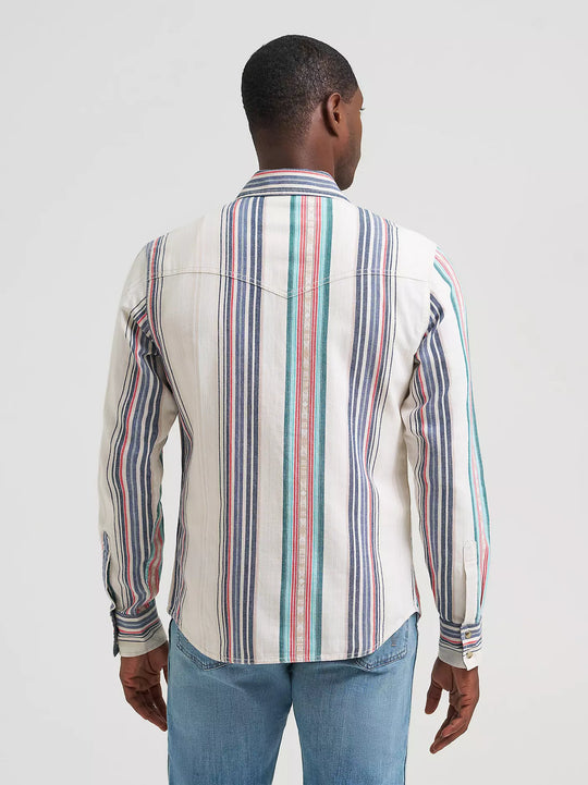 Wrangler - Men's Vintage Cream Stripe Arena Shirt