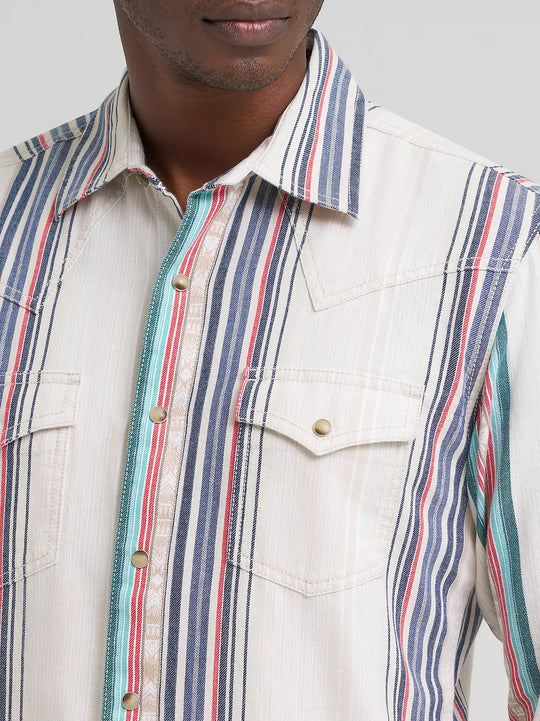 Wrangler - Men's Vintage Cream Stripe Arena Shirt