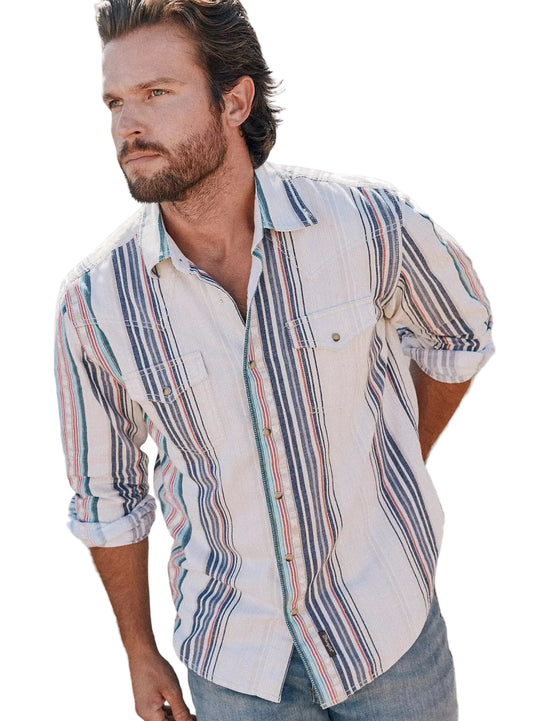 Wrangler - Men's Vintage Cream Stripe Arena Shirt
