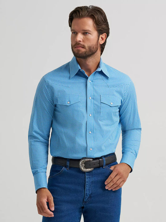 Wrangler - Men's Rowe Blue Plaid Arena Shirt