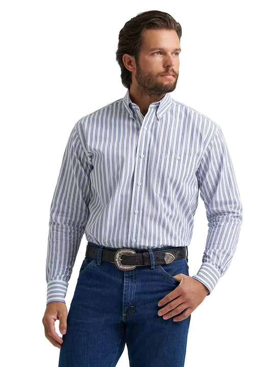 Wrangler - Men's George Strait Blue Stripe Arena Shirt
