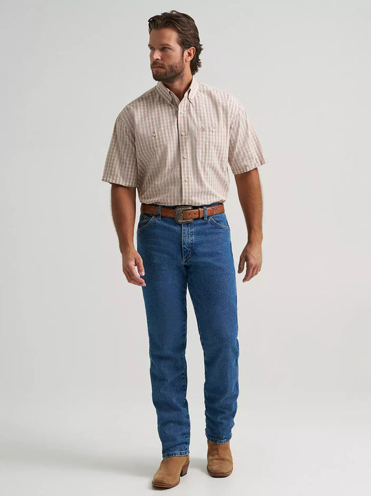 Wrangler - Men's George Strait Tan Plaid S/S Arena Shirt