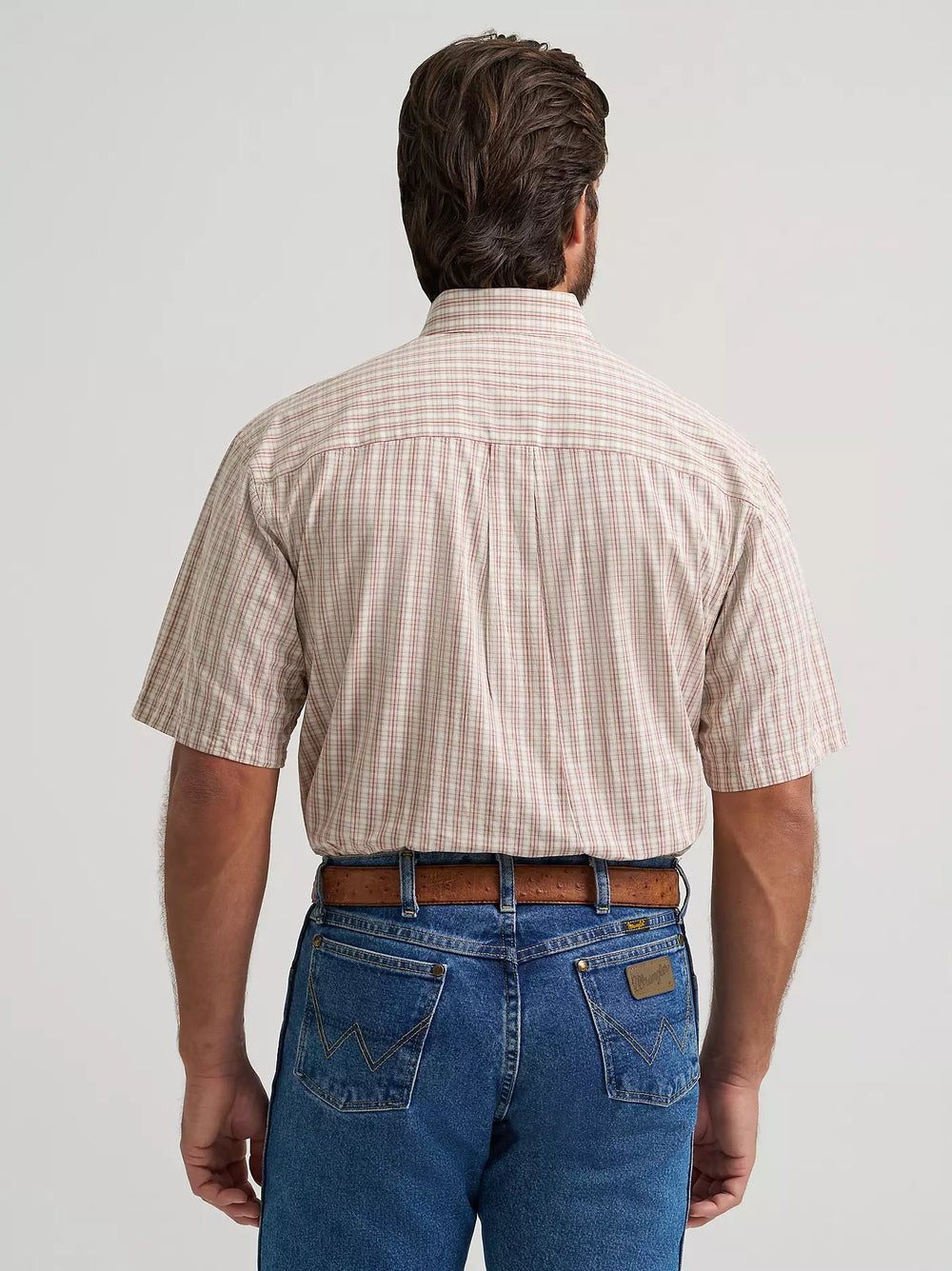 Wrangler - Men's George Strait Tan Plaid S/S Arena Shirt