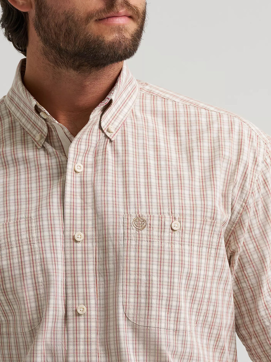 Wrangler - Men's George Strait Tan Plaid S/S Arena Shirt
