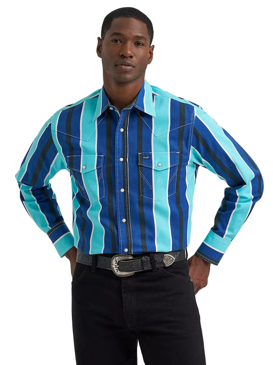 Wrangler - Men's Blue Storm Brushpopper Arena Shirt
