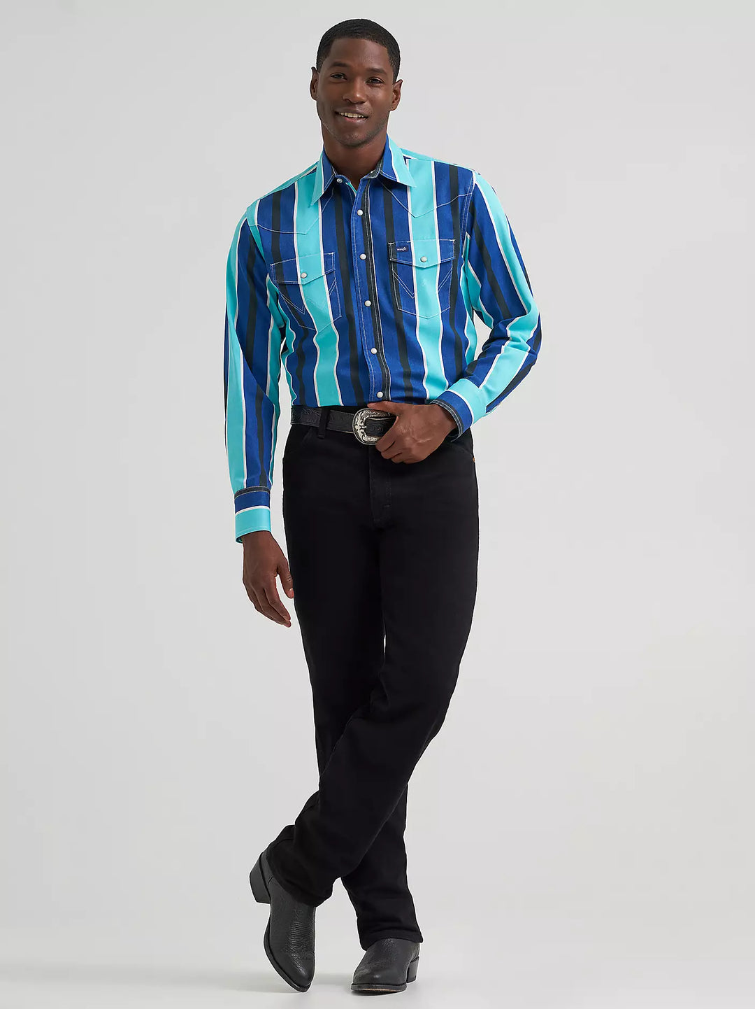Wrangler - Men's Blue Storm Brushpopper Arena Shirt