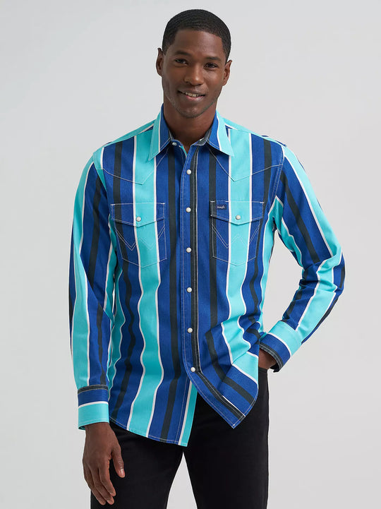 Wrangler - Men's Blue Storm Brushpopper Arena Shirt