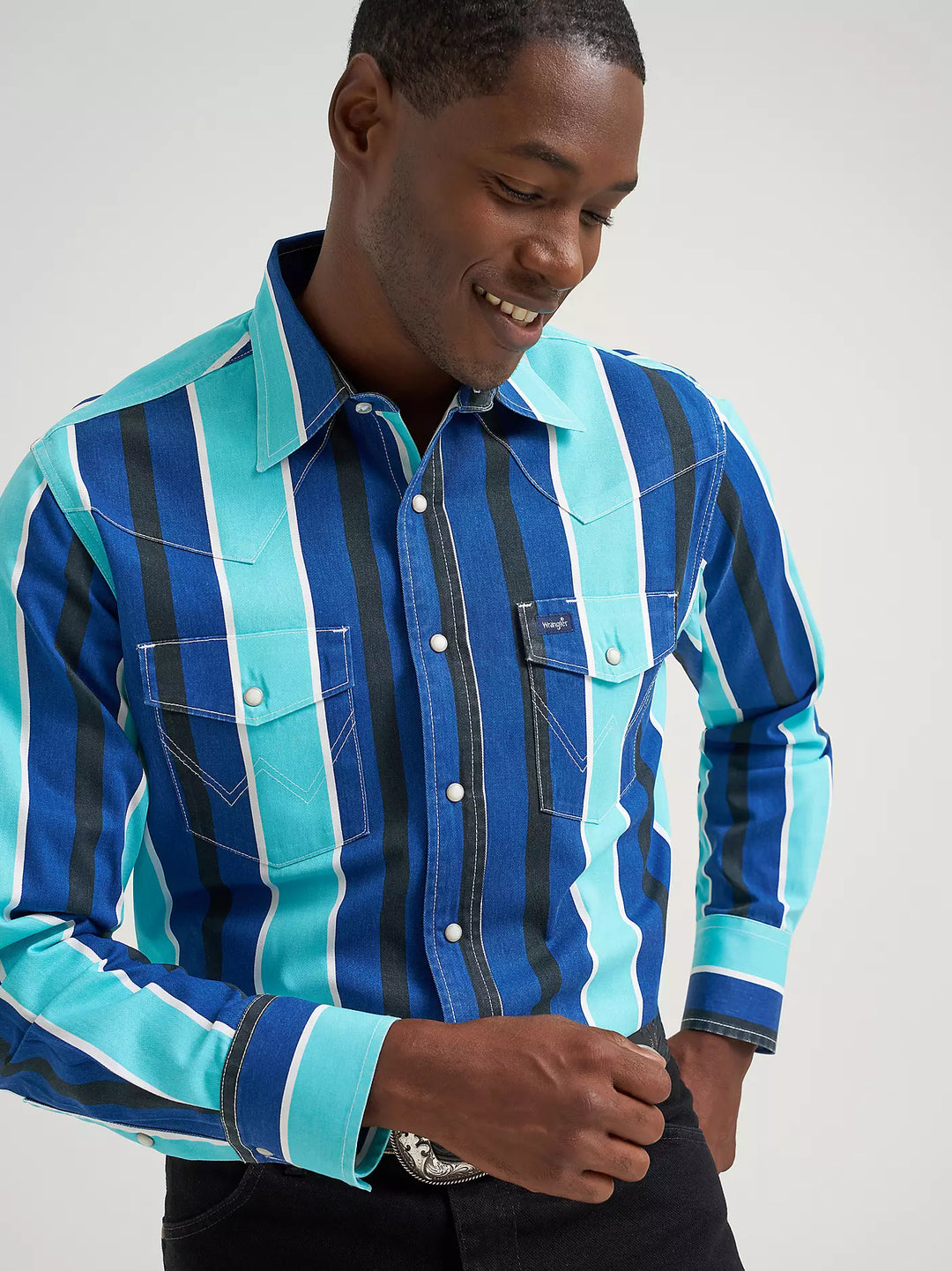 Wrangler - Men's Blue Storm Brushpopper Arena Shirt