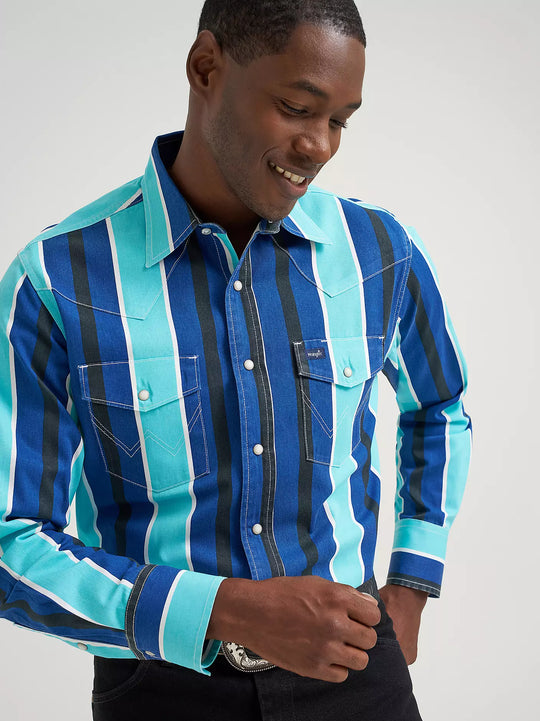 Wrangler - Men's Blue Storm Brushpopper Arena Shirt