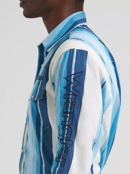 Wrangler - Men's Brushpopper Blue Clear Sky Arena Shirt