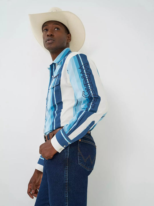 Wrangler - Men's Brushpopper Blue Clear Sky Arena Shirt