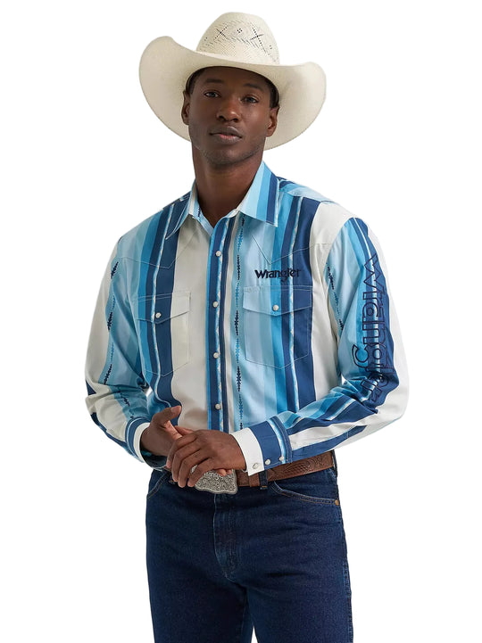 Wrangler - Men's Brushpopper Blue Clear Sky Arena Shirt