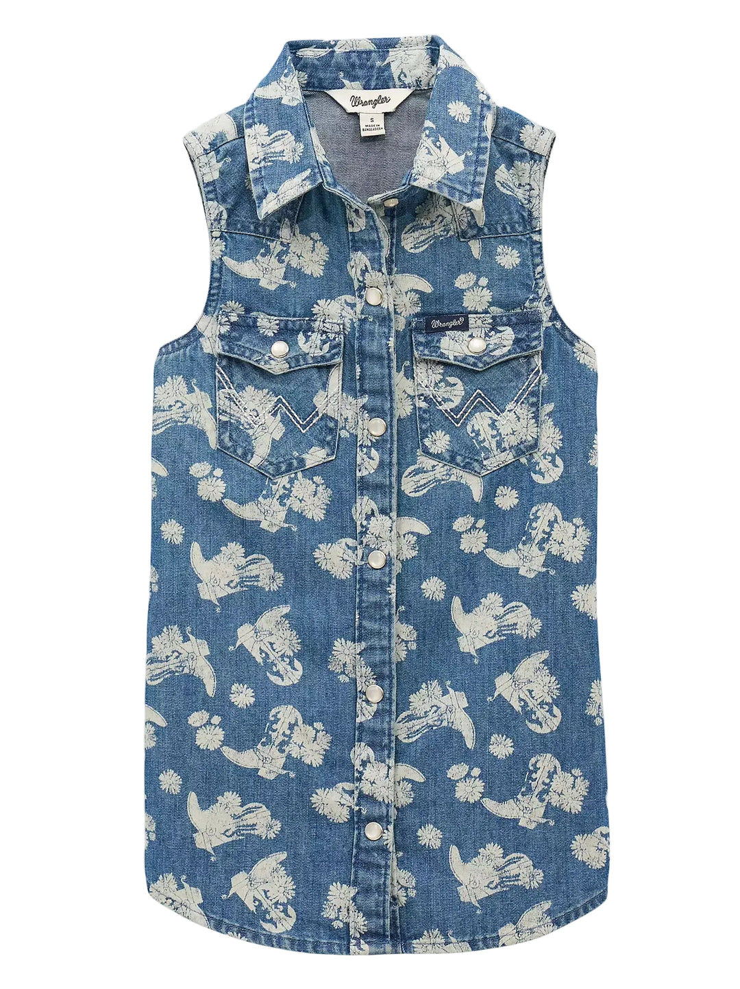 Wrangler - Girls Denim Boots Snap Dress