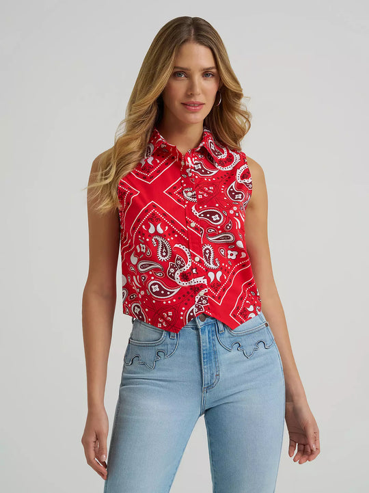 Wrangler - Womens Bandana Sleeveless Shirt