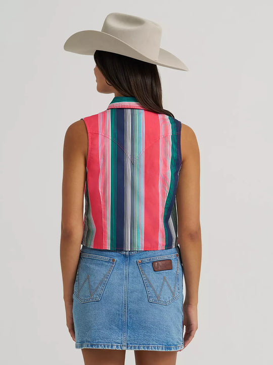 Wrangler - Womens Vintage Pink Stripe Sleeveless Shirt