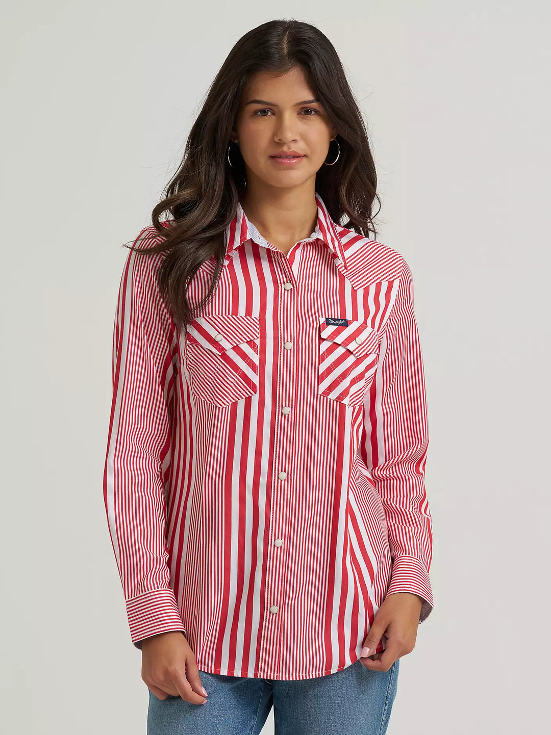 Wrangler - Womens Red Olivia Slim Snap Arena Shirt