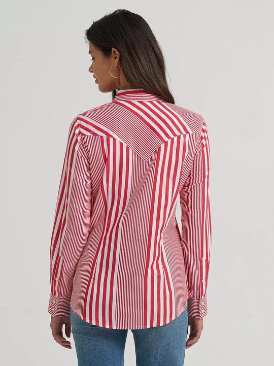 Wrangler - Womens Red Olivia Slim Snap Arena Shirt