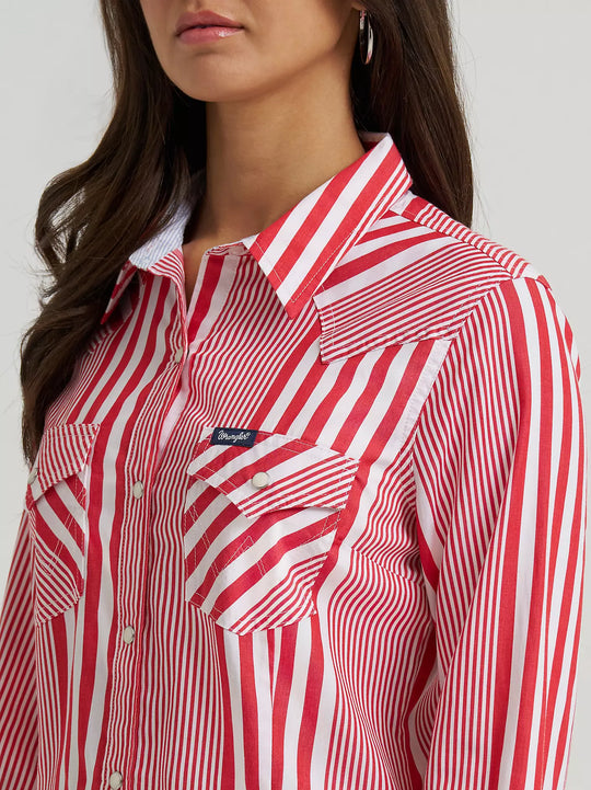 Wrangler - Womens Red Olivia Slim Snap Arena Shirt