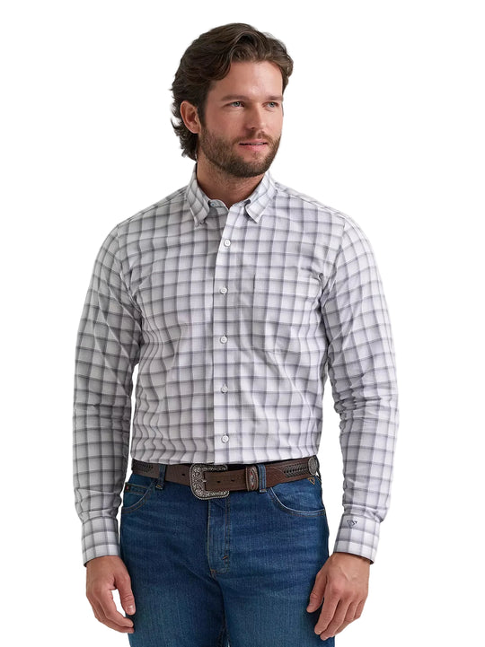 Wrangler - Mens Heritage Grey Long Sleeve Arena Shirt