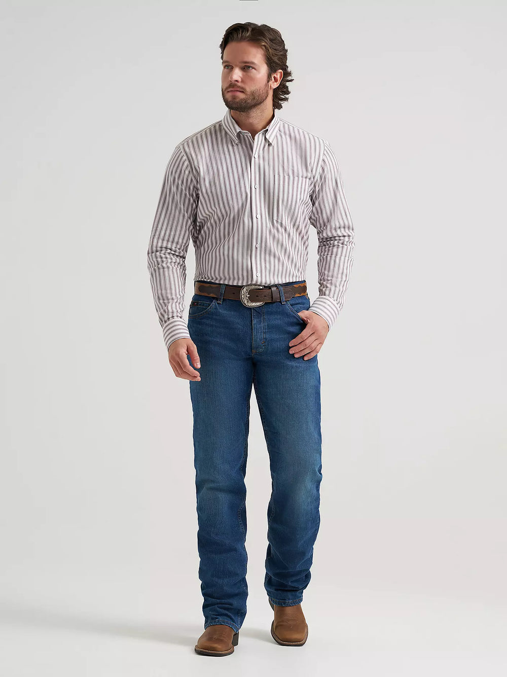 Wrangler - Mens Cojo Wine Stripes Arena Shirt