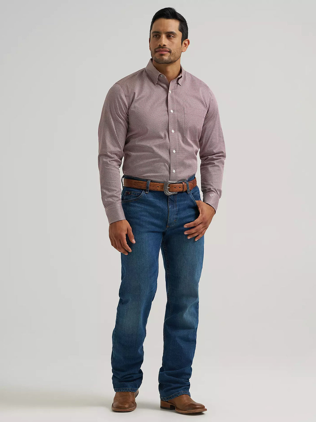 Wrangler - Mens Cojo Wine Clover Arena Shirt