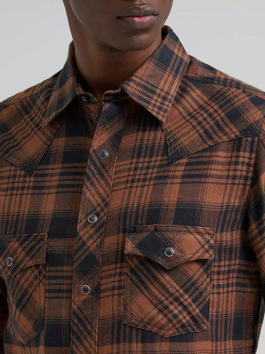 Wrangler - Mens Flannel Sable Western Shirt