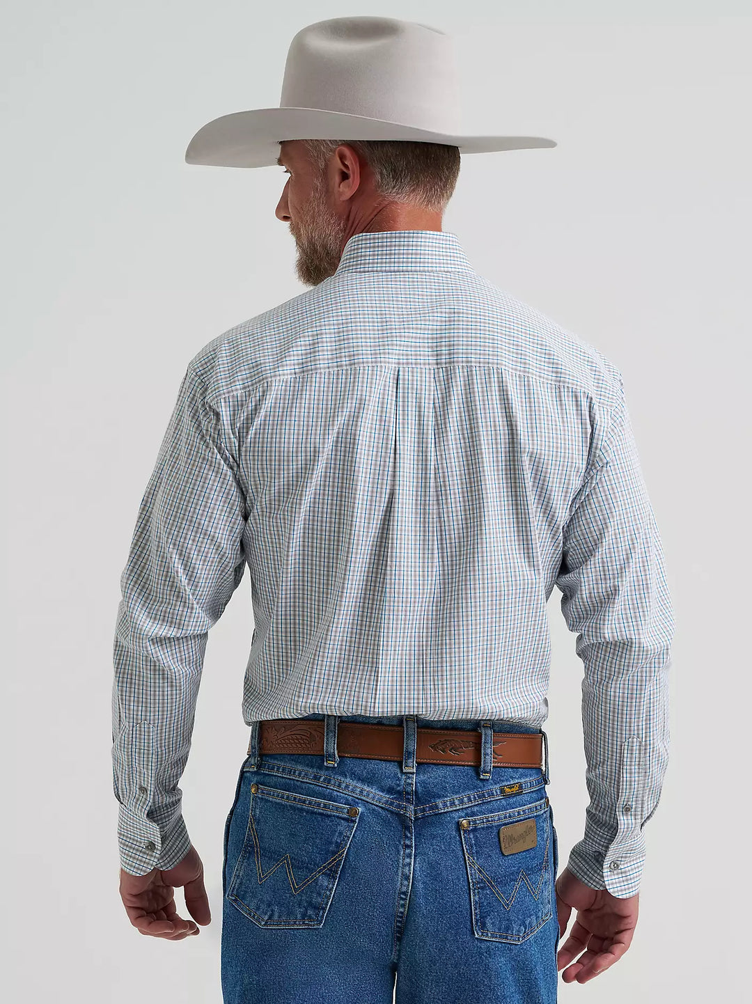 Wrangler - Mens George Strait Charcoal Plaid Arena Shirt