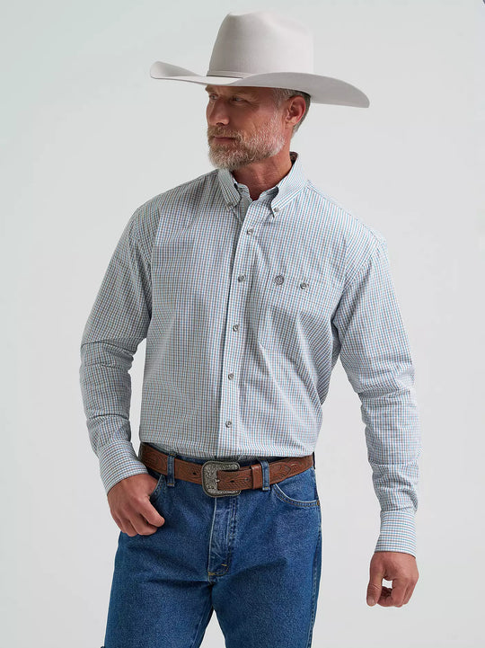 Wrangler - Mens George Strait Charcoal Plaid Arena Shirt