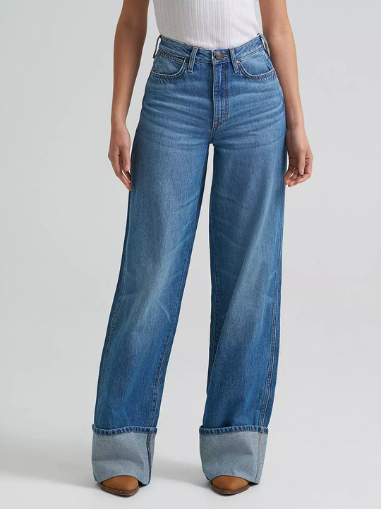 Wrangler - Womens Retro Bailey High Rise Wide Leg Cuffed Jeans