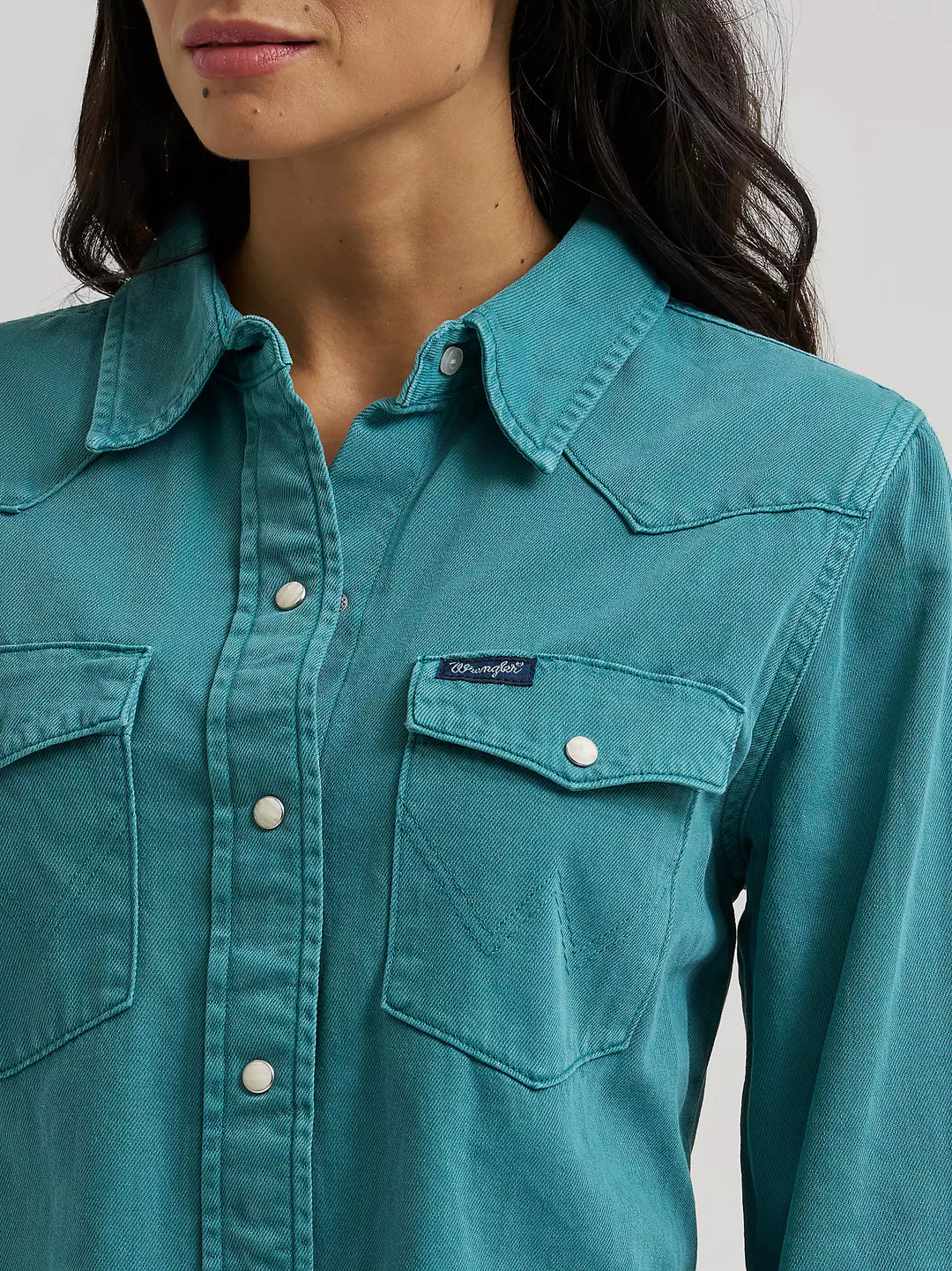 Wrangler - Womens Vintage Teal Colourwash Arena Shirt