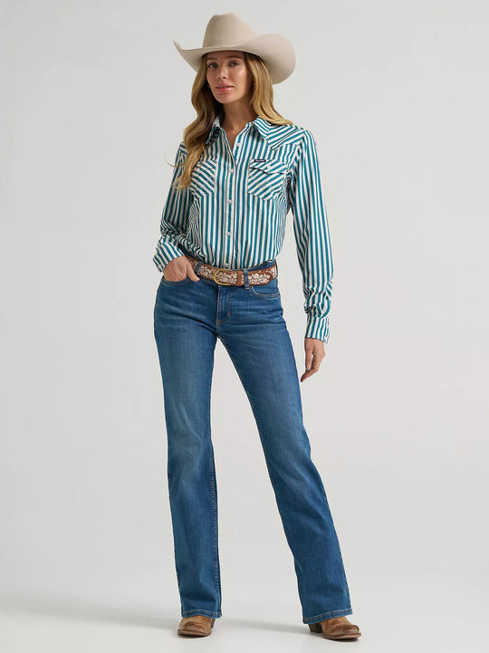 Wrangler - Womens Teal Aria Arena Shirt