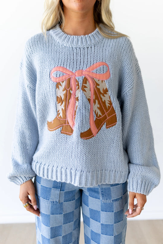 Buffalo Belle - Baby Blue Bow Sweater