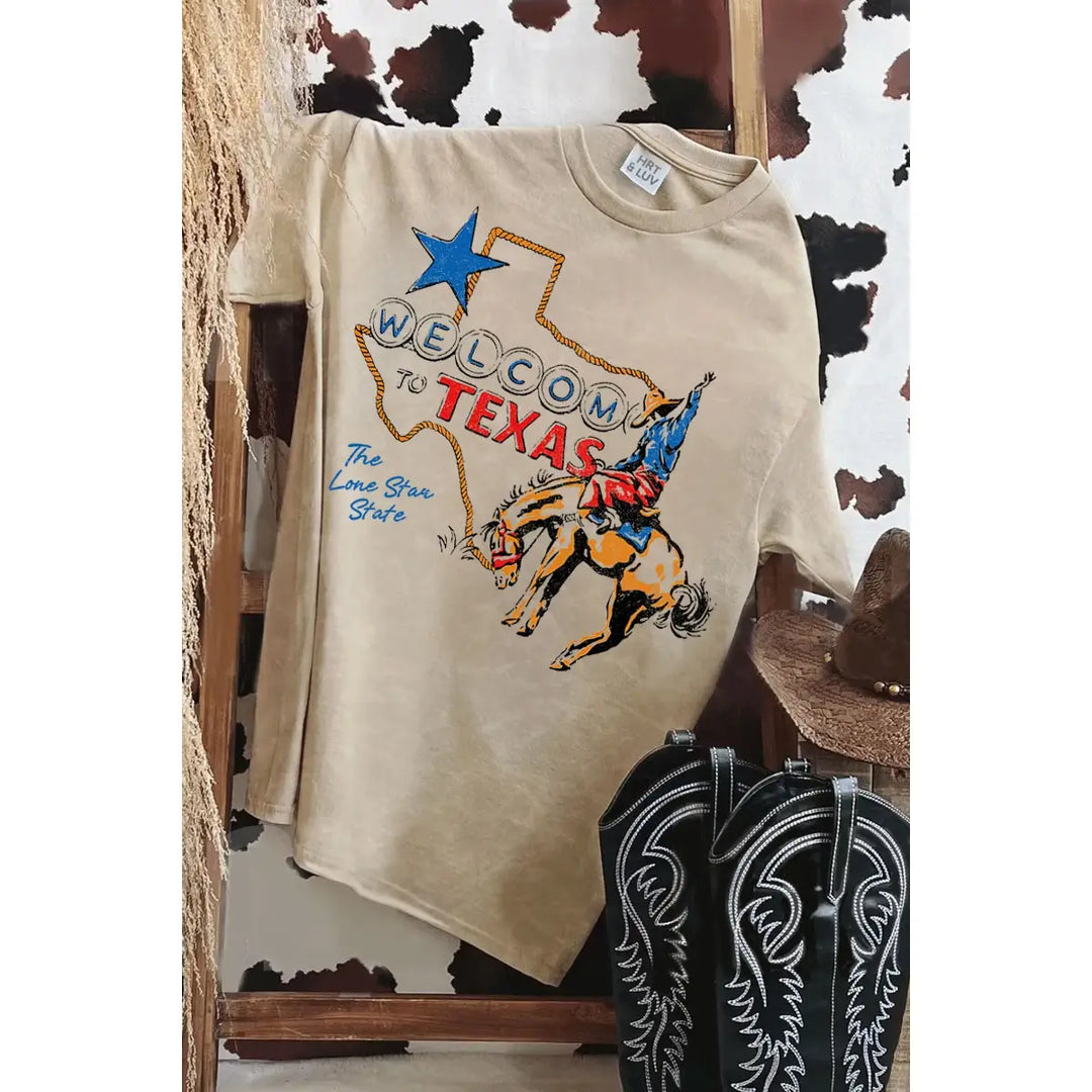 Buffalo Belle - Welcome To Texas Beige Graphic Tee