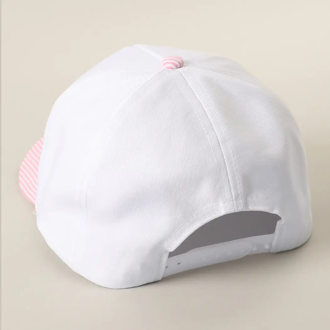 Buffalo Belle - Coastal Cowgirl Embroidered Cap Pink/White