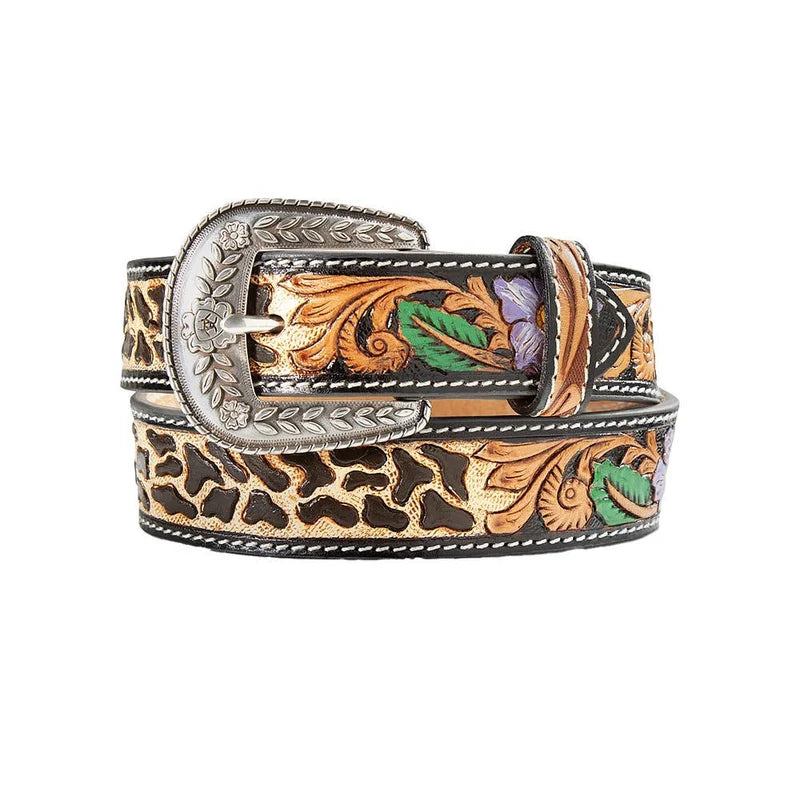 Ariat - Girls Cheetah Print Flower Belt Brown/Multicolour