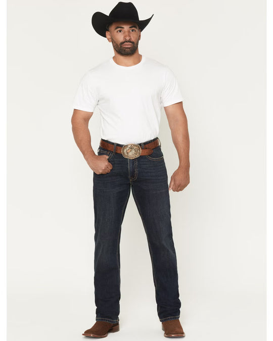 Rock & Roll - Men's Hooey Dark Wash Double Barrel Bootcut Jeans