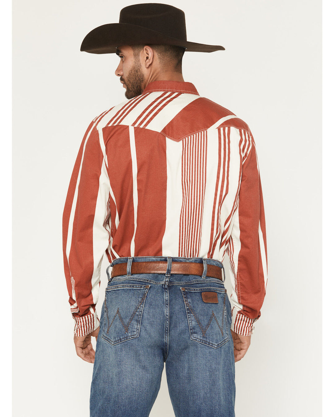 Kimes Ranch - Men's Bandit Striped Long Sleeve Pearl Snap Western Shirt Brick Red